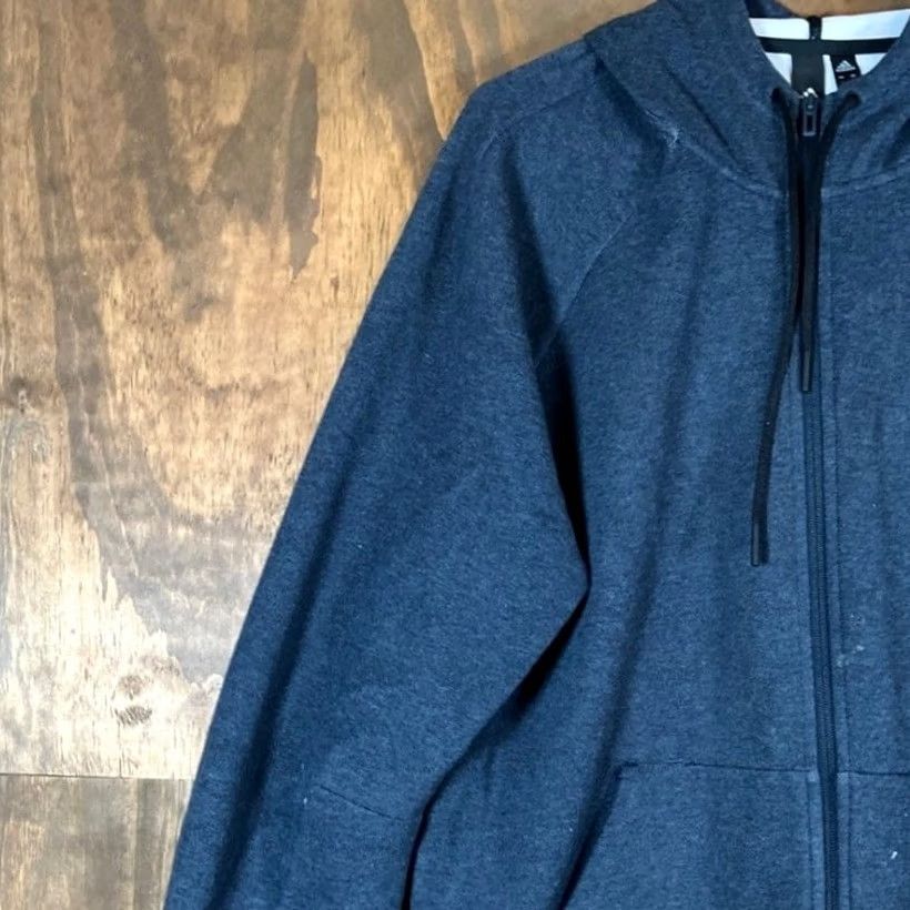 Adidas Adidas Mens Jacket Blue Heathered Full Zip Hoodie Casual Body Warmer L Size US L / EU 52-54 / 3 - 4 Thumbnail