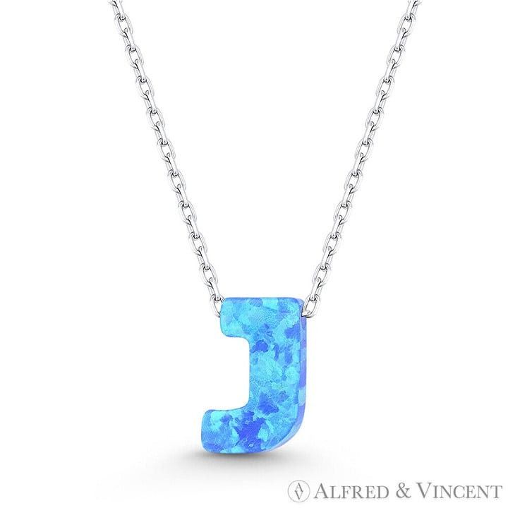 Other Blue Lab Opal Initial "J" Pendant Anchor Chain Necklace Size ONE SIZE - 1 Preview