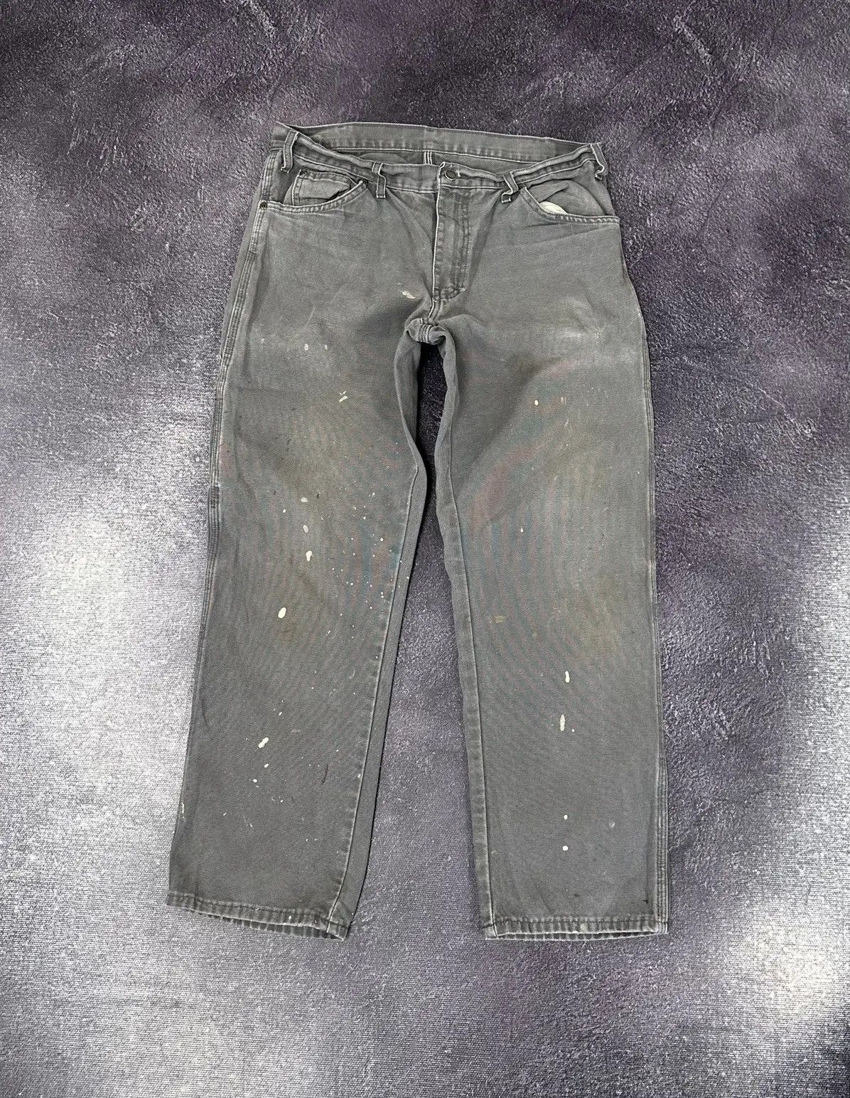 Dickies × Vintage Vintage Dickies USA Gray Painted Work Hype Baggy Pants Size US 34 / EU 50 - 2 Thumbnail