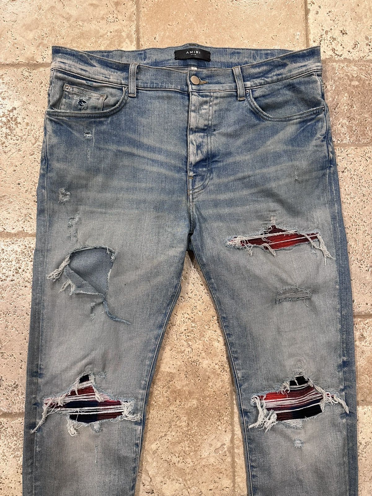 Amiri Amiri Mx1 Red Plaid Flannel Patch Clay Indigo Denim Jean Size US 36 / EU 52 - 3 Thumbnail