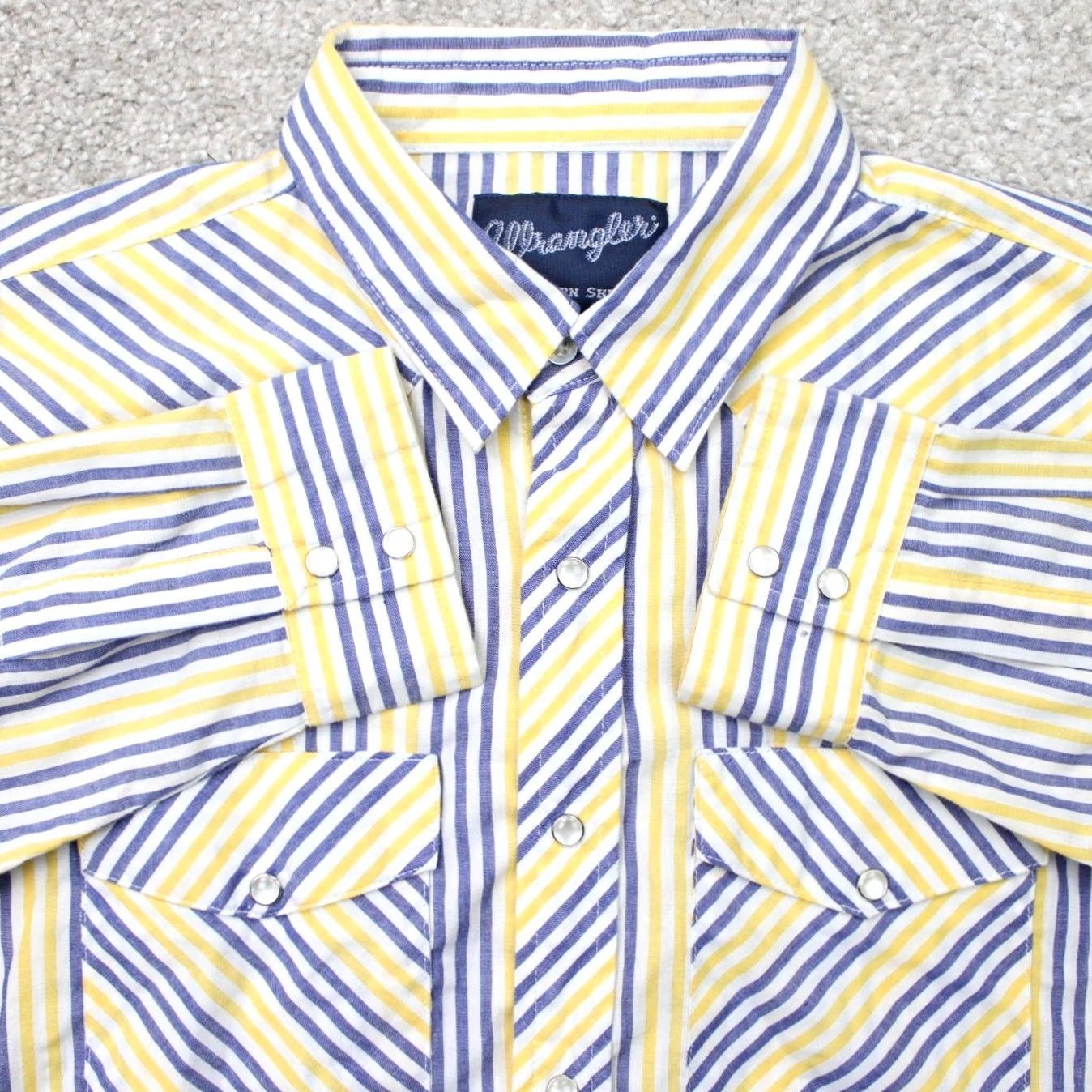 Wrangler Wrangler Shirt Mens 2XL Yellow/Blue Plaid Pearl Snap Western Long Sleeve Button-Up Shirt Mens 2XL Regular Size US XXL / EU 58 / 5 - 2 Thumbnail