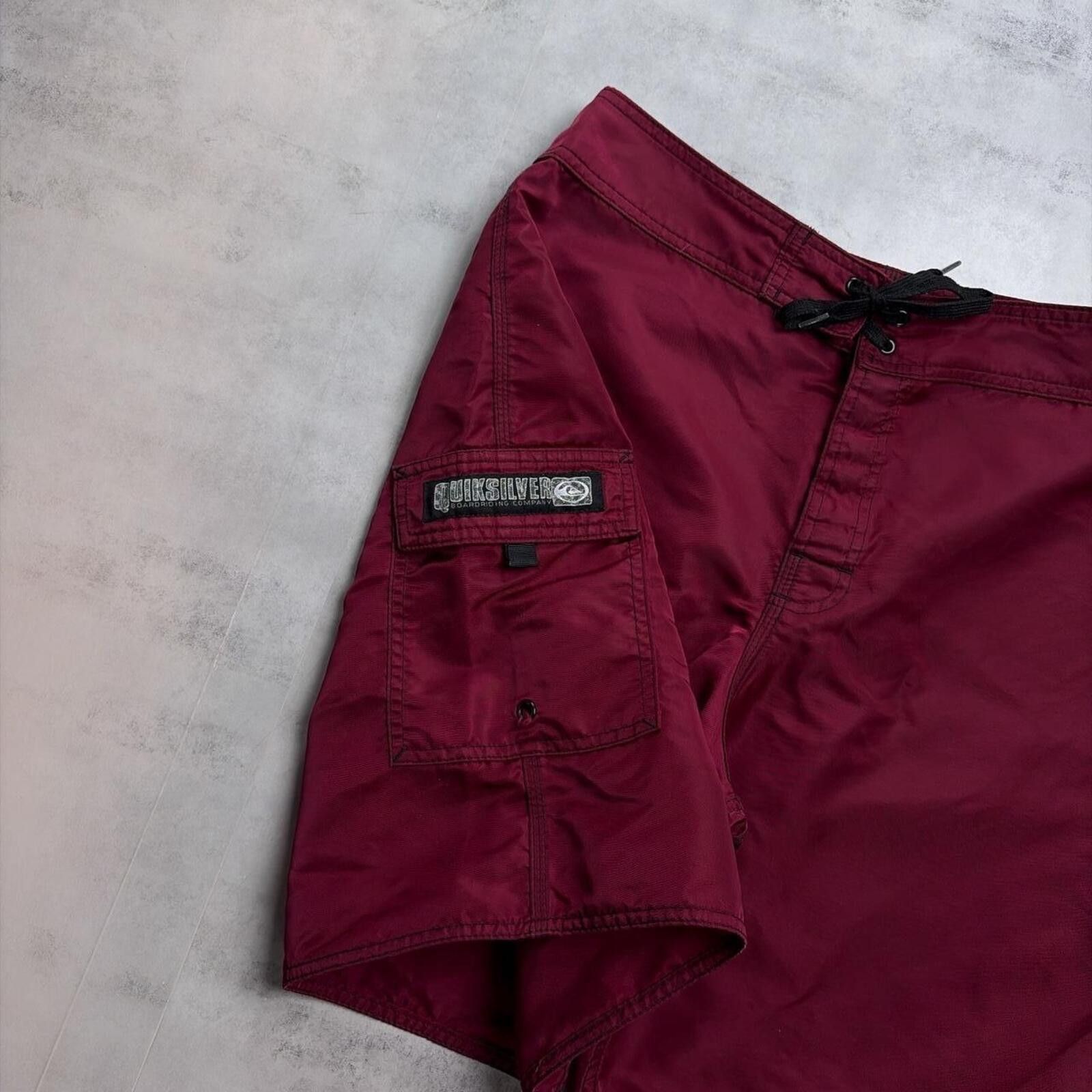 Quiksilver Vintage Burgundy Quiksilver Surf Grunge Baggy Board Shorts Size US 32 / EU 48 - 2 Thumbnail