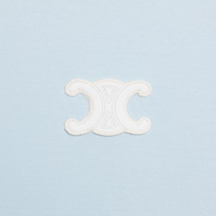Celine os11x0526 Triomphe T-Shirt in Light Blue Size XS / US 0-2 / IT 36-38 - 4 Thumbnail
