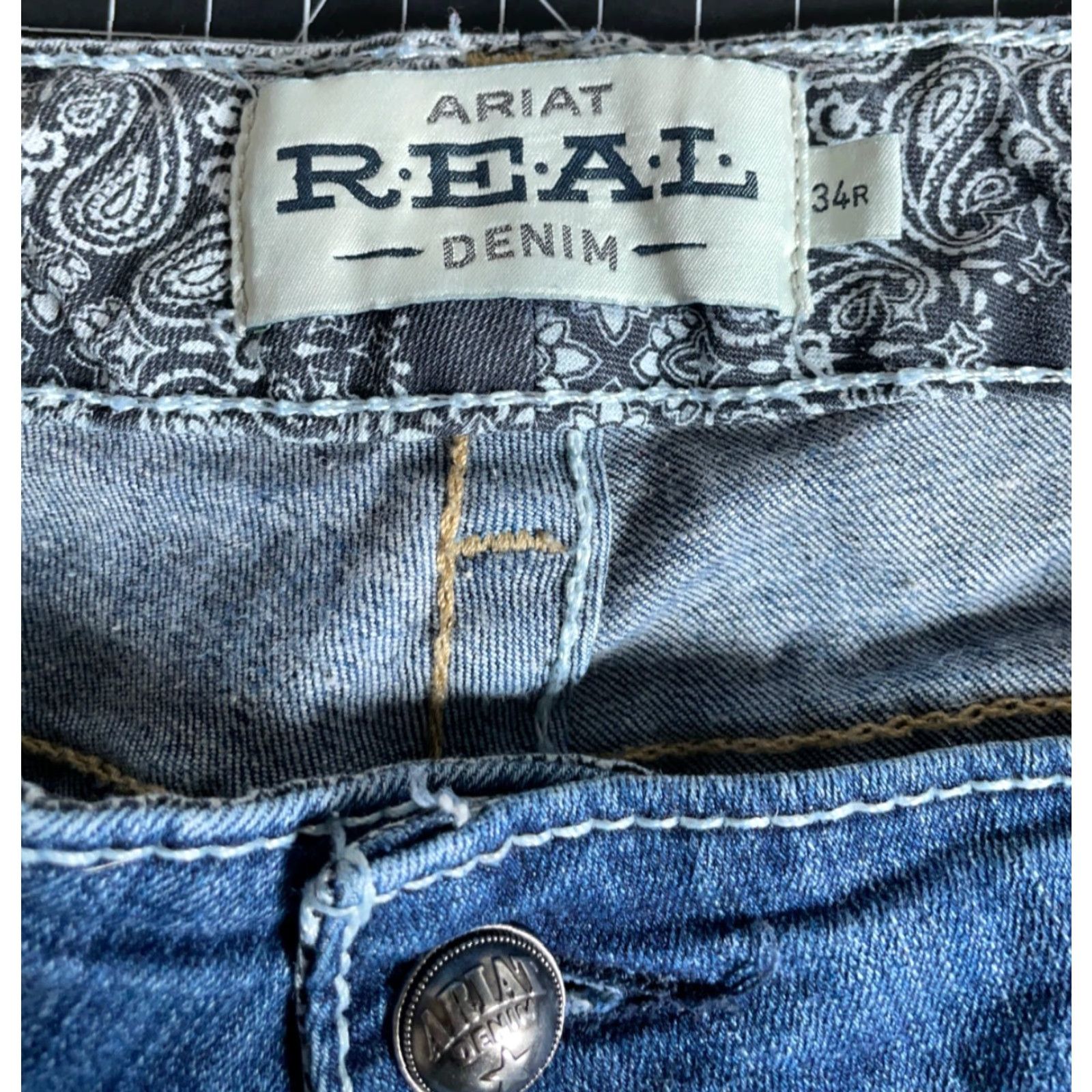 Ariat Ariat Bootcut Jeans Women's 34R Blue Denim Whipstitch 5-Pocket Stretch Mid Rise Regular Inseam 32" Adult Womens 36 x 32 Size 24" / US 00 / IT 34 - 3 Thumbnail