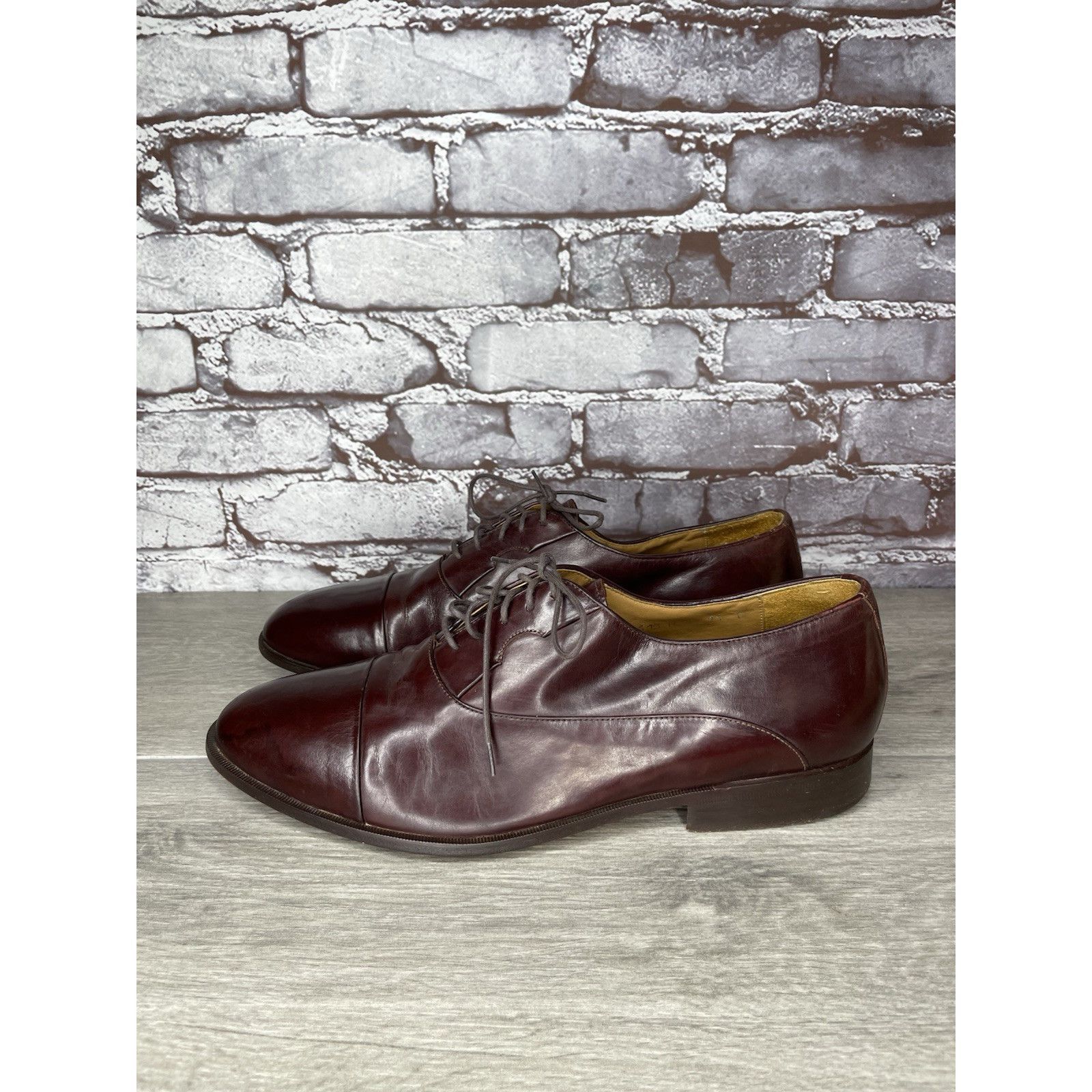 HARAGO Paragon Brown Leather Cap Toe Handmade Oxfords Lace Up Shoes Size US 11 / EU 44 - 24 Thumbnail