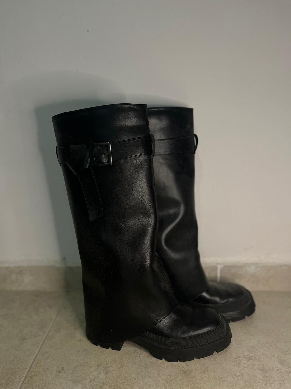 Zara Black leather boots Size US 7.5 / IT 37.5 - 1 Thumbnail