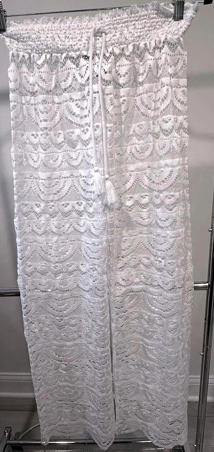 Other Chic White Lace Palazzo Pants Coverup,Size M Size ONE SIZE - 1 Thumbnail