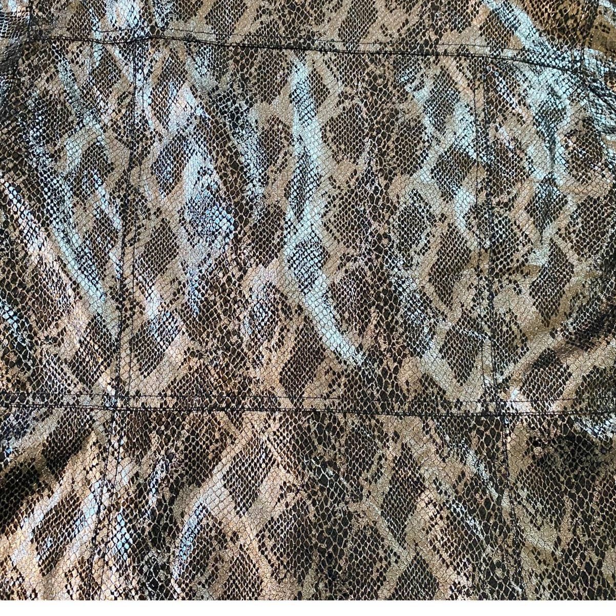 Chicos Chico’s Black Bronze Metallic Zip Jacket Snake Python Print Size M / US 6-8 / IT 42-44 - 12 Thumbnail
