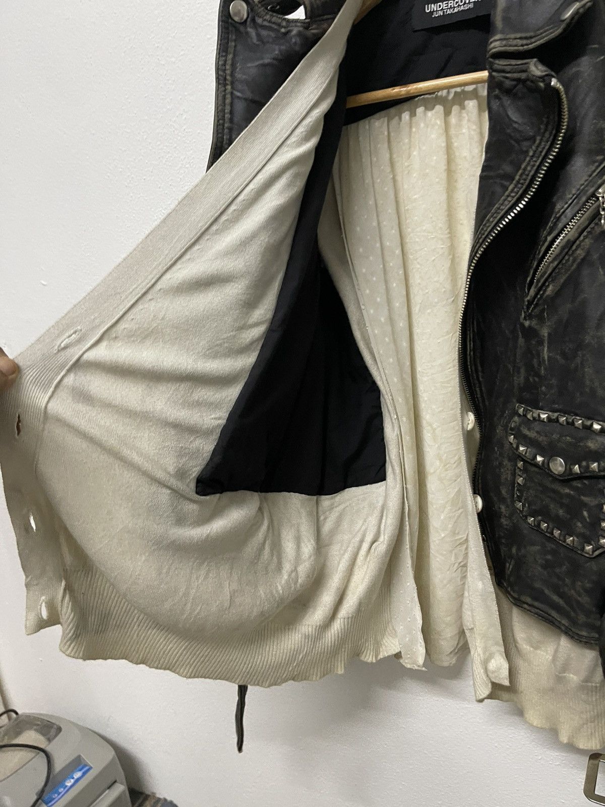 Undercover SS 21 UNDERCOVER LEATHER MIX KNIT RIDERS JACKET RARE Size US S / EU 44-46 / 1 - 14 Thumbnail