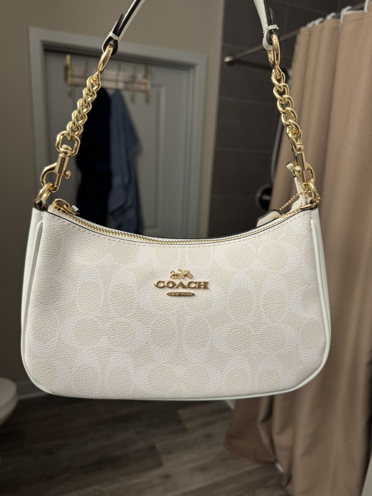 Coach White Teri Shoulder Bag, Women's