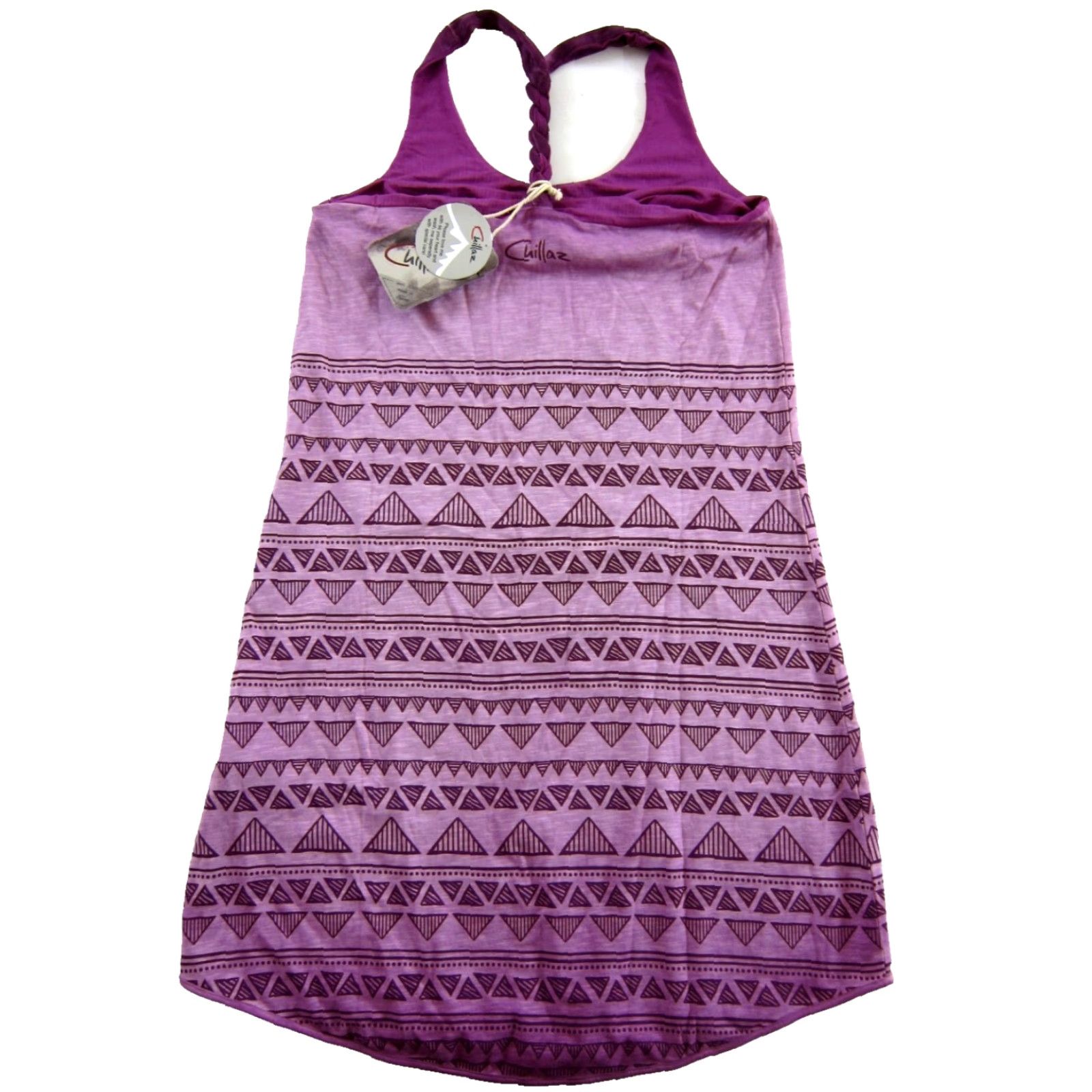 Vintage Chillaz NWT Violet Purple Jersey Stretch Grande Grotta Triangle Tank Dress 8/38 Sleeveless Round Neck Knit Dress Purple 8 Womens Mehasurements NWT Size M / US 6-8 / IT 42-44 - 2 Thumbnail