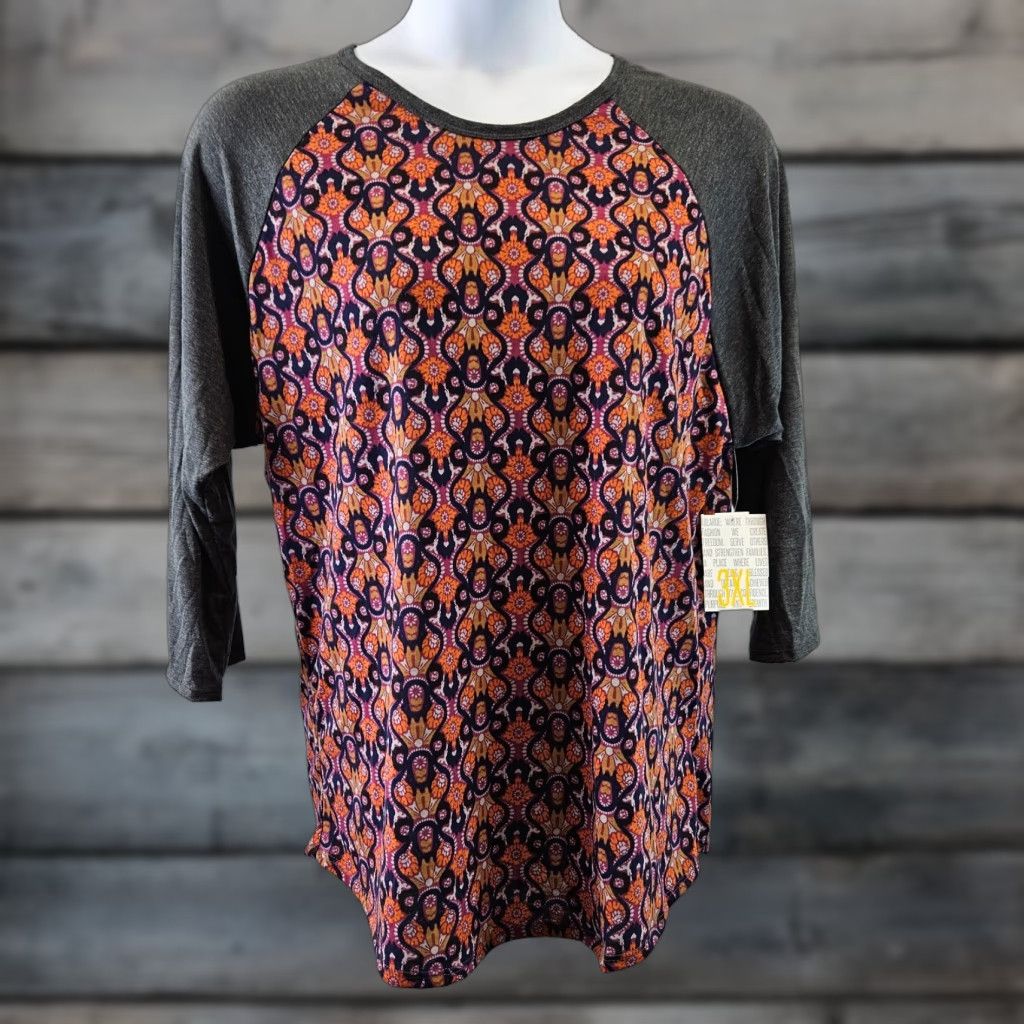 Vintage LuLaRoe Randy Top Shirt Womens 3XL Purple Gray 3/4 Sleeve Polyester Blend Size XXL / US 16-18 / IT 52-54 - 1 Thumbnail