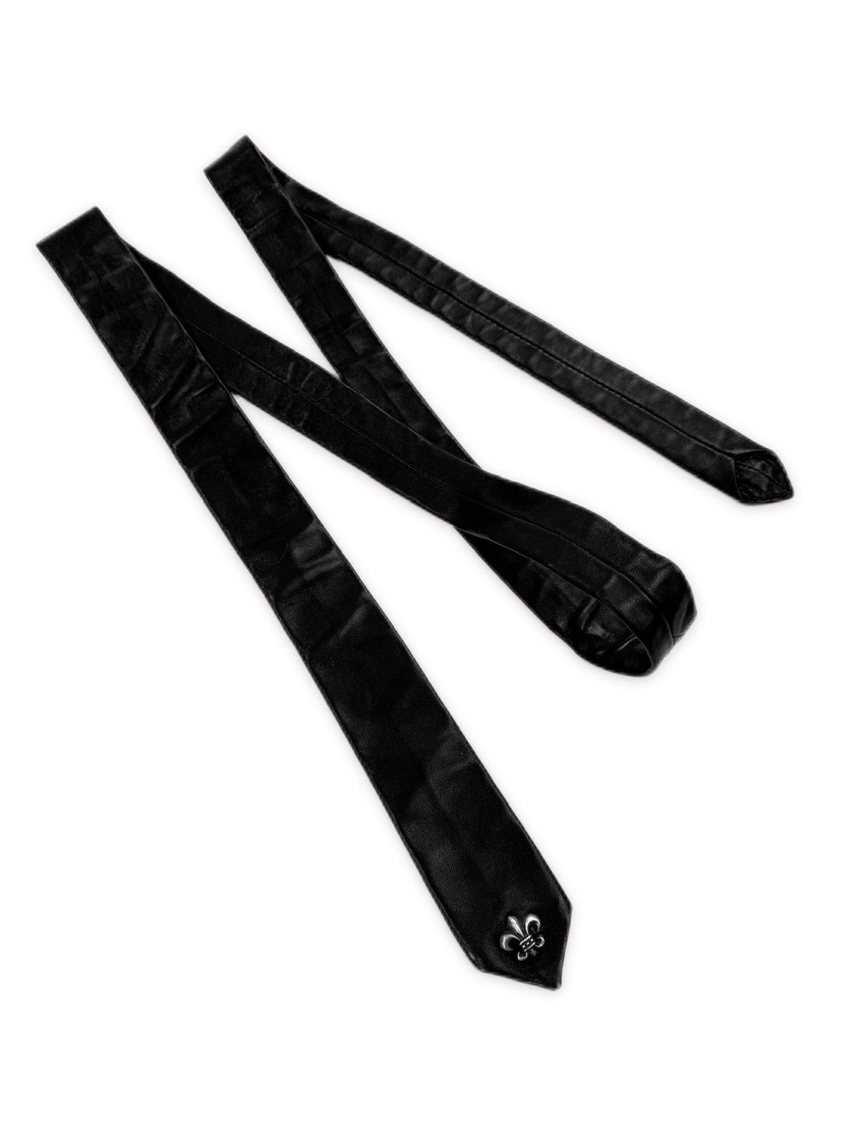 Chrome Hearts Chrome Hearts Fleur de Lis Pendant Black Leather Suit Neck Tie Size ONE SIZE - 1 Thumbnail