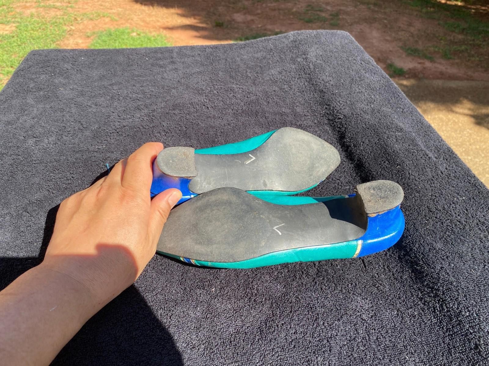 Designer Womens MARGARET J Flats Teal Slip-on Heels Sz. 7.5 (S1003) Size US 7.5 / IT 37.5 - 7 Thumbnail