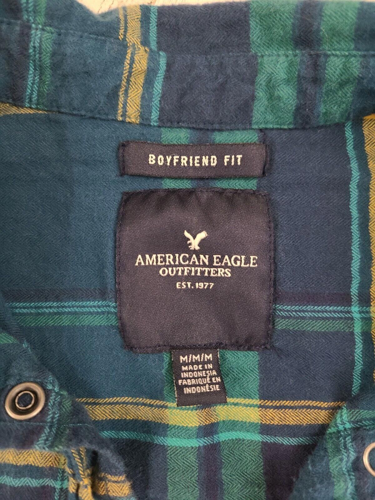 American Eagle Outfitters Anerican Eagle Plaid Shirt Womens Button Down Boyfriend Fit Size M / US 6-8 / IT 42-44 - 2 Thumbnail