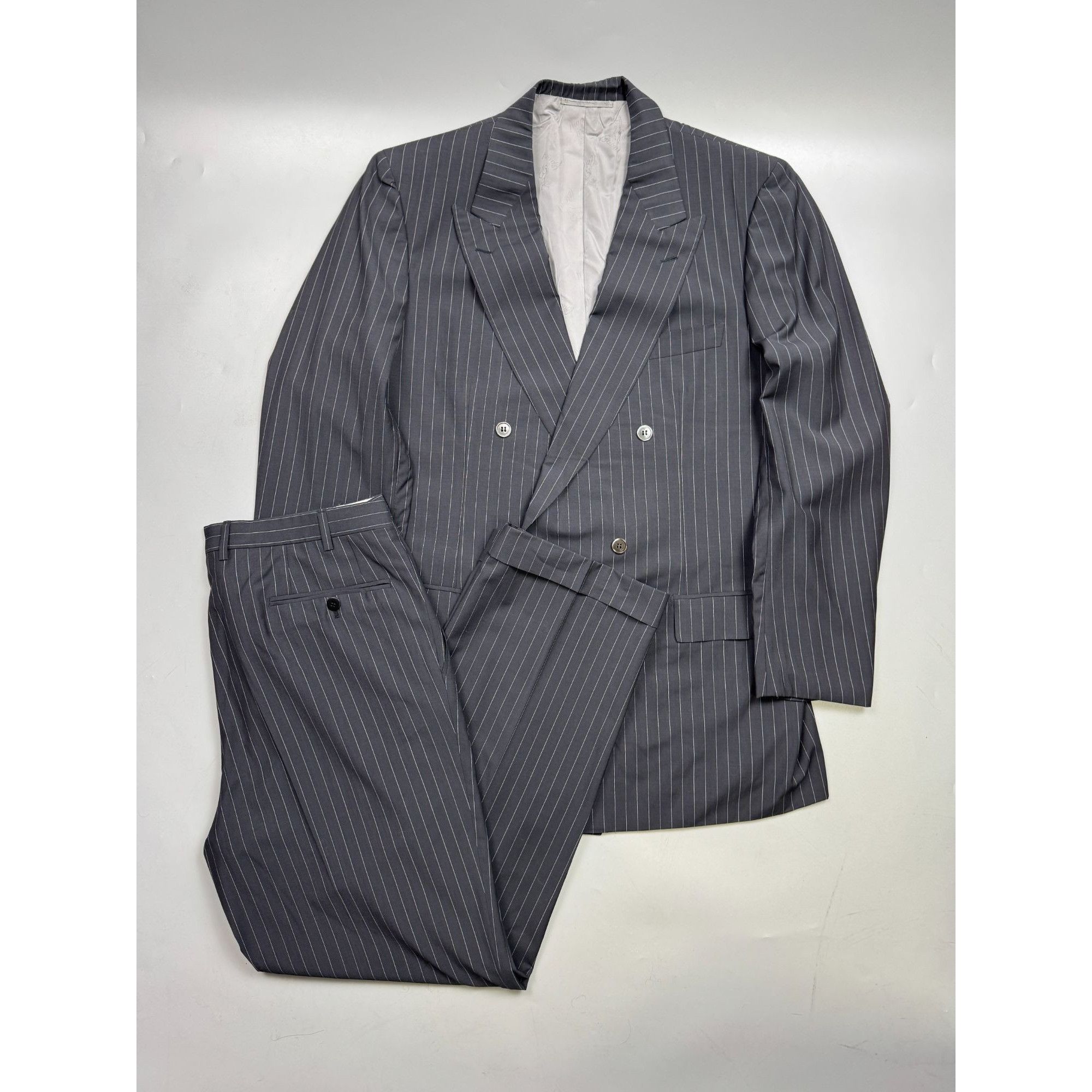 Brioni Double Breasted Wool Striped Suit (Y1284)