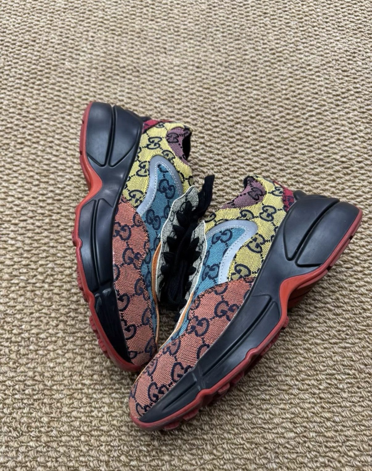 Gucci Gucci Mixed Canvas Printed Sneakers 663681 2UZK0 7072 K37 Size US 7 / IT 37 - 2 Thumbnail
