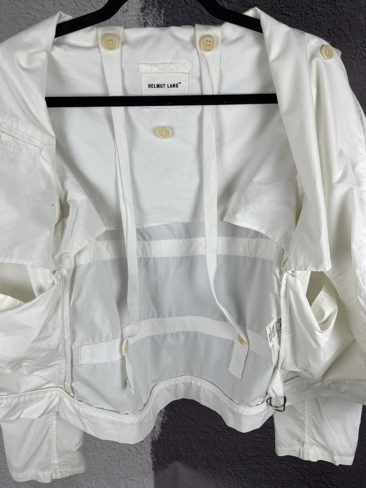 Other Helmut Lang 2000 Resinated Cotton Bondage Biker Jacket white Size M / US 6-8 / IT 42-44 - 15 Thumbnail