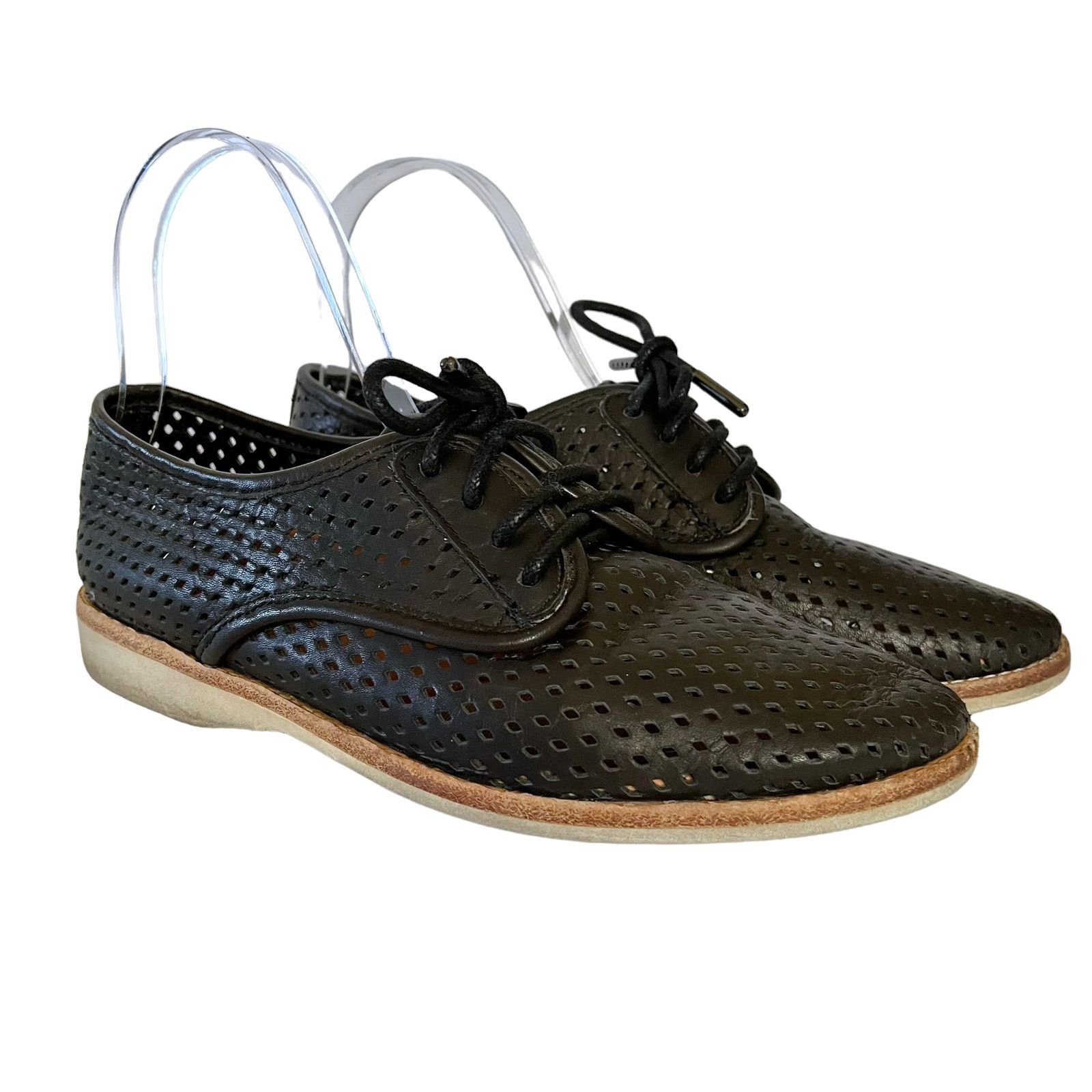Other Rollie Australia Derby Perforated Black Leather Oxford Shoes Size US 6.5 / IT 36.5 - 1 Thumbnail