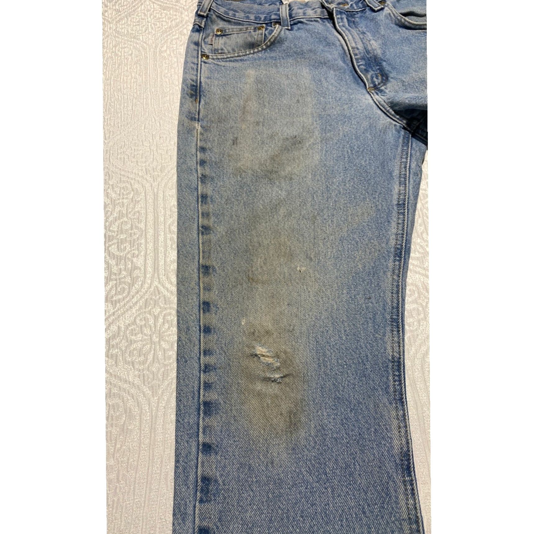 Carhartt Carhartt B18 STW Traditional Fit Jeans Mens 31x30 Distressed Straight Lifted by 5-Pocket Design Blue 31 Mens Denim Distressed Jeans Size US 31 - 2 Thumbnail