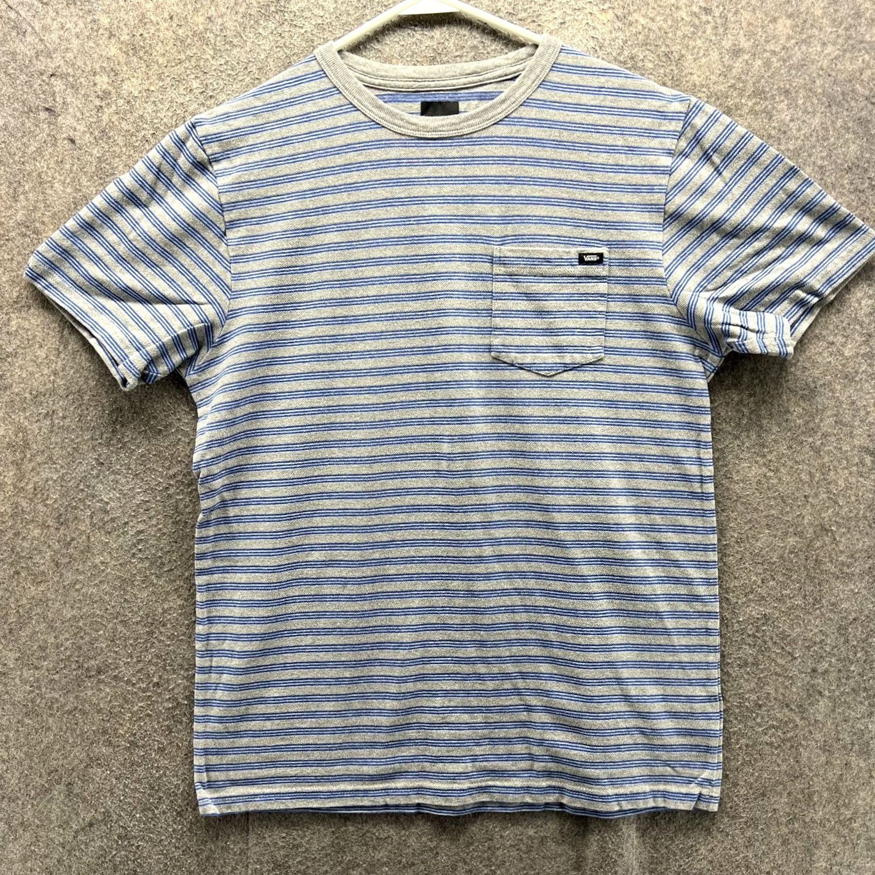 Vans VANS Shirt Mens Medium Gray Blue Stripe Pocket T-Shirt Casual Skate VN0A5EA4 Size US M / EU 48-50 / 2 - 2 Thumbnail