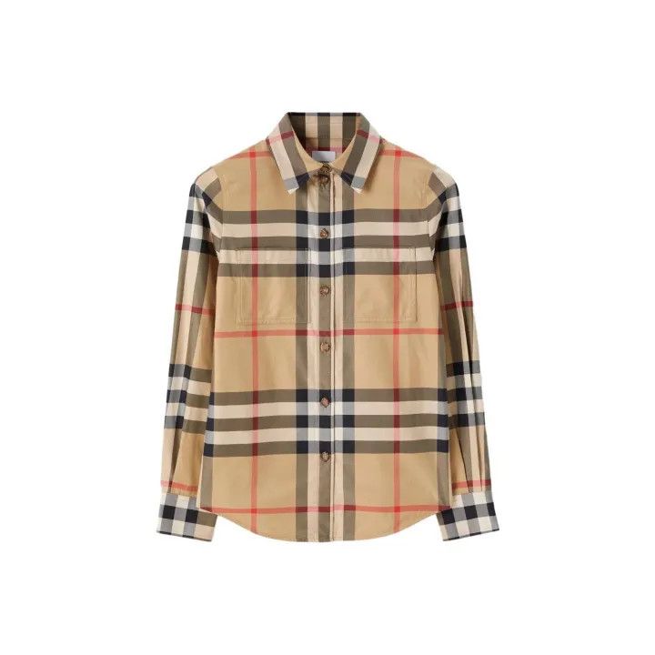 Burberry Burberry Brown Check Button-Up Long Sleeve Shirt 0079 Size S / US 4 / IT 40 - 1 Thumbnail