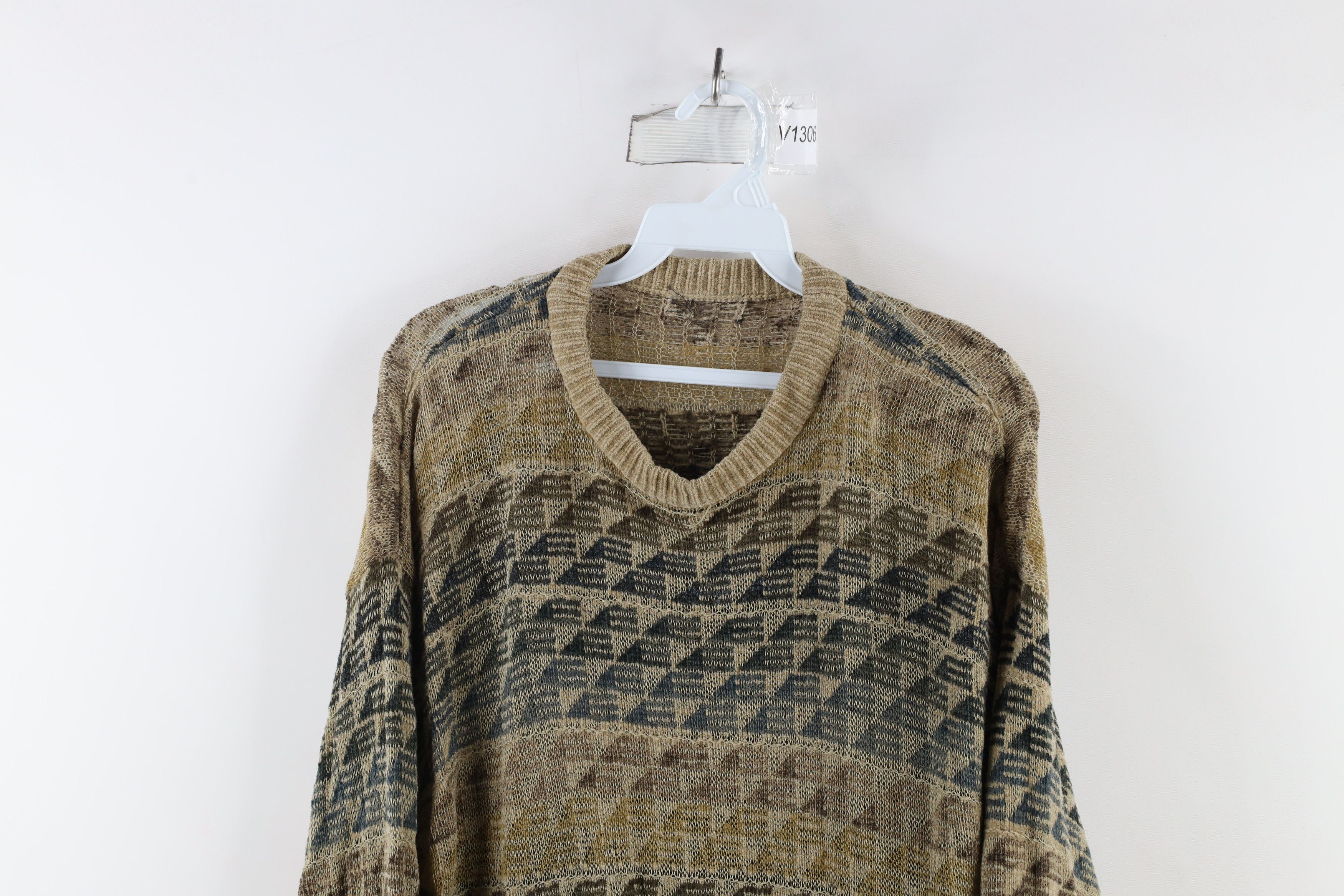Vintage Vintage 90s Streetwear Rainbow Geometric Knit Dad Sweater Size US M / EU 48-50 / 2 - 2 Thumbnail