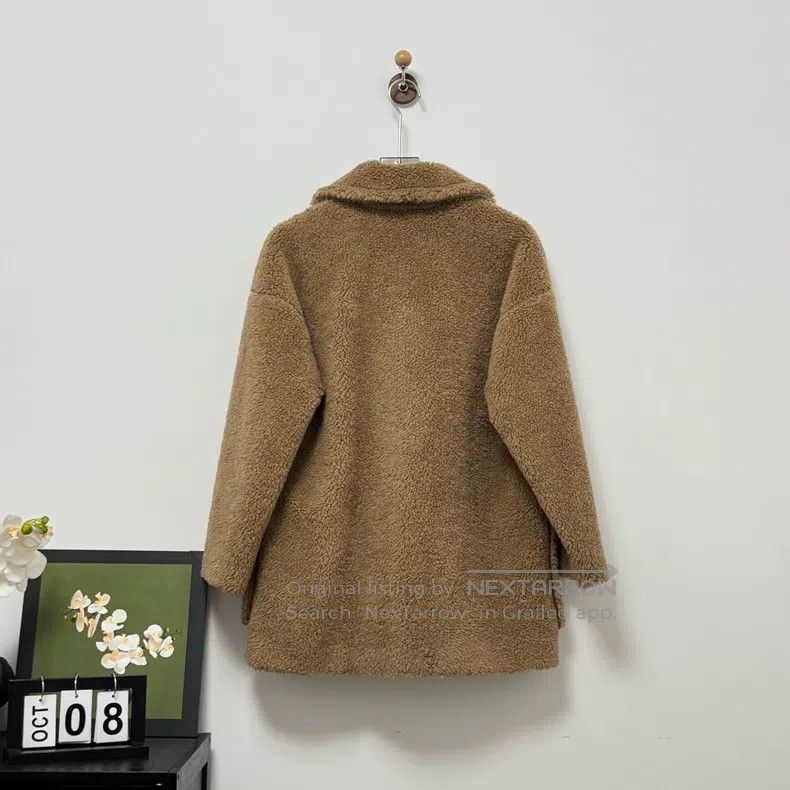 Max Mara Max Mara Khaki Sheep Wool Teddy Overcoat Size XXS / US 00 / IT 34 - 3 Thumbnail