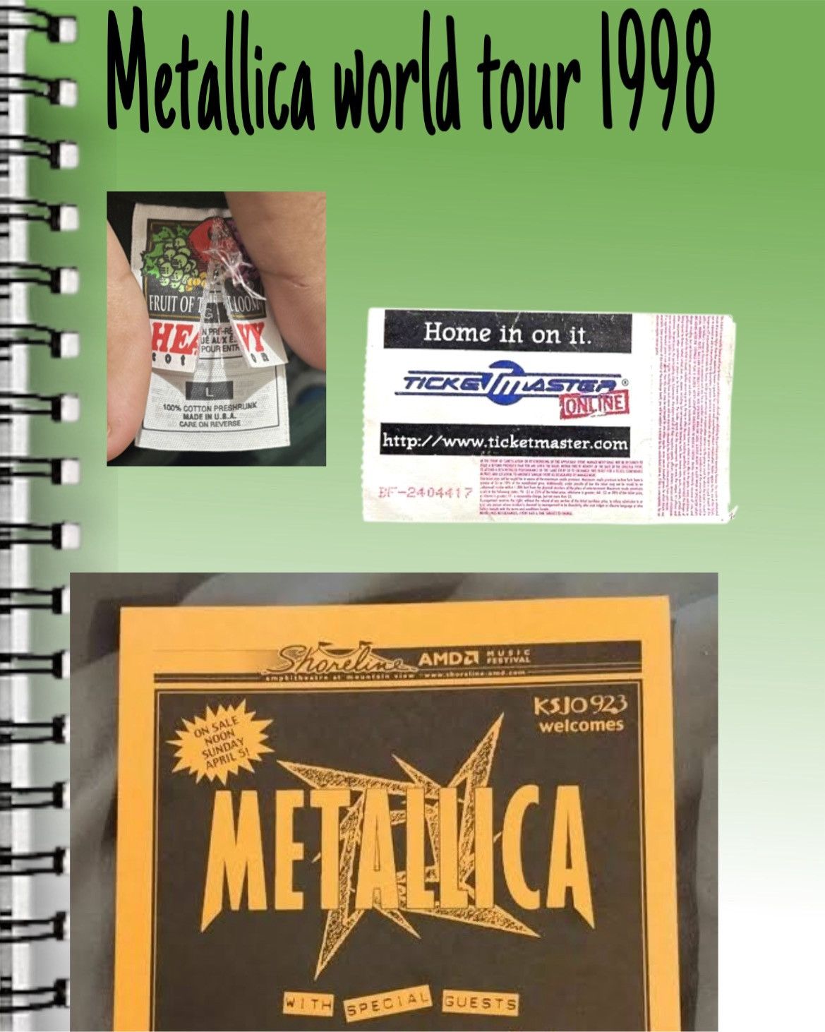 Fruit Of The Loom × Metallica × Vintage Metallica Reload World Tour 1998 Size US L / EU 52-54 / 3 - 5 Thumbnail
