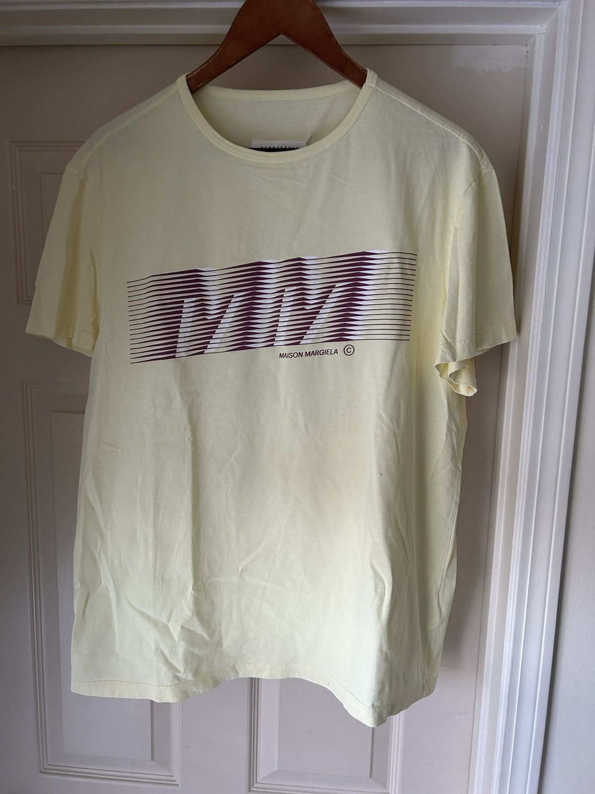 image of Maison Margiela Logo Crewneck Tshirt Yellow Mm10, Men's (Size Large)
