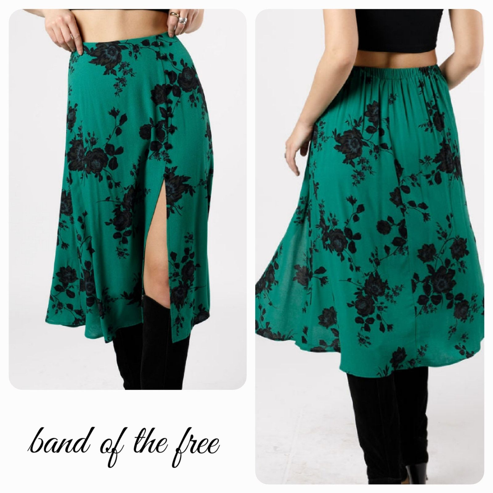 Other NWT Band of the Free Etta Floral Midi Skirt XS 2 Green Size 25" / US 0 / IT 36 - 1 Thumbnail