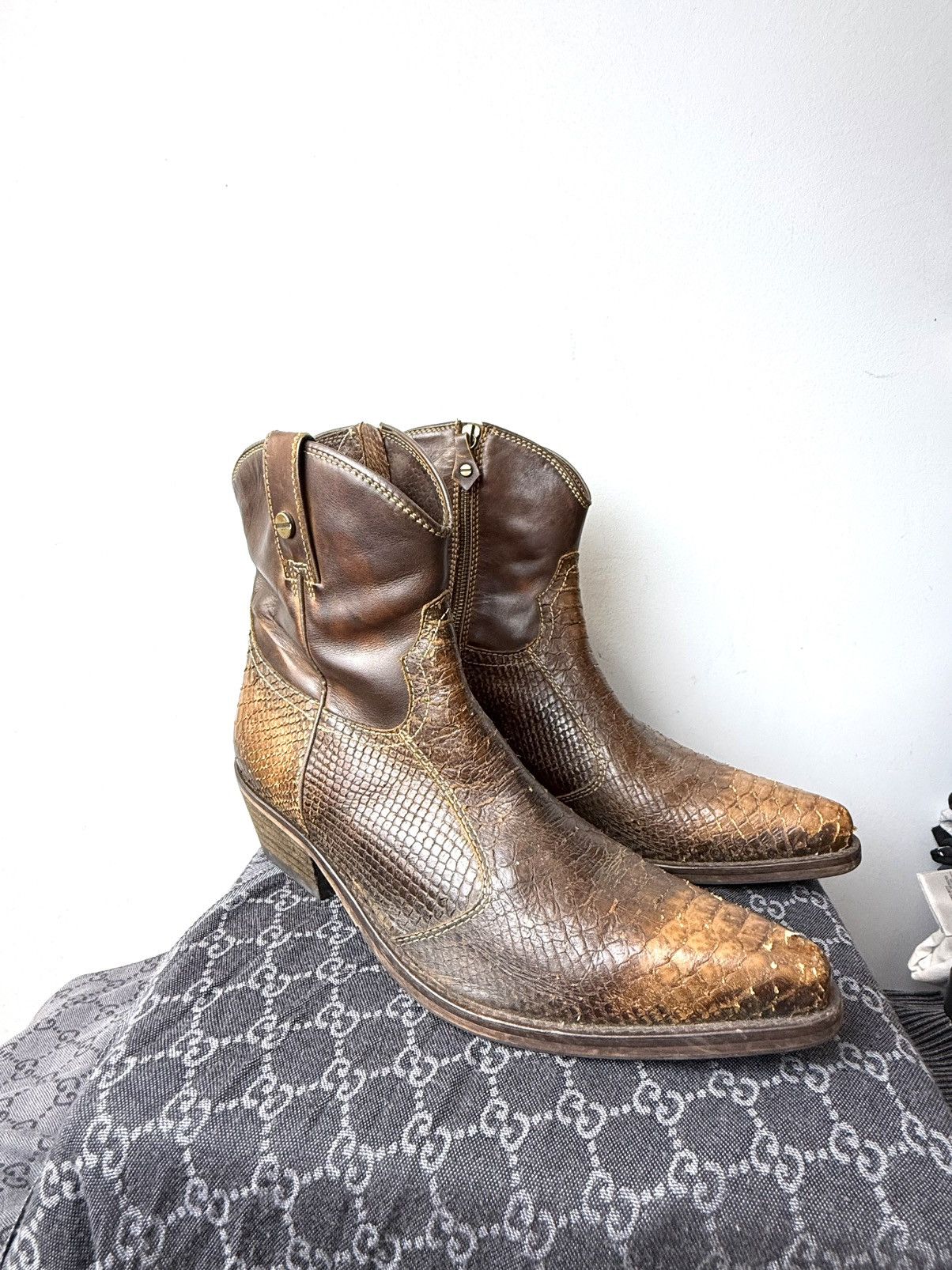 Cowboy Equipment 💥Rare! Vintage Kentucky Western Snake Leather Cowboy Boots Size US 10.5 / EU 43-44 - 5 Thumbnail