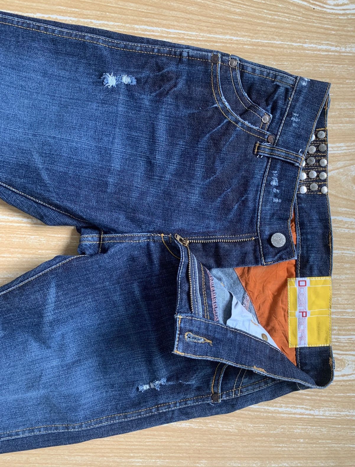 Japanese Brand 🔥 Ocean Pacific Distressed Flare Bootcut Unisex Jeans Pant Size US 27 - 18 Thumbnail