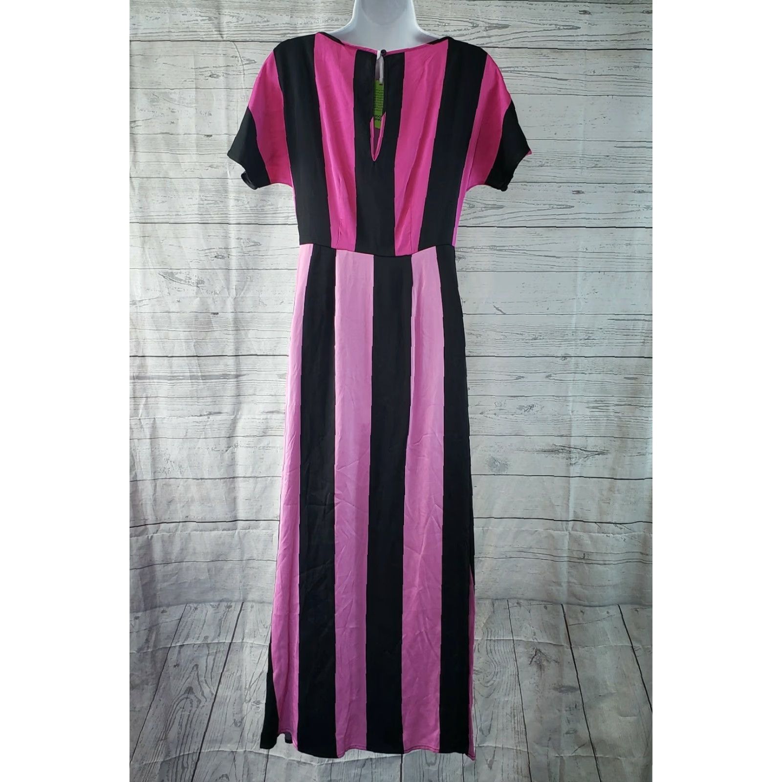 Pinko VINTAGE Christopher John Rogers Womens Maxi Dress Sz 0 Pink Striped Short Sleeve Maxi Dress Size 25" / US 0 / IT 36 - 4 Thumbnail