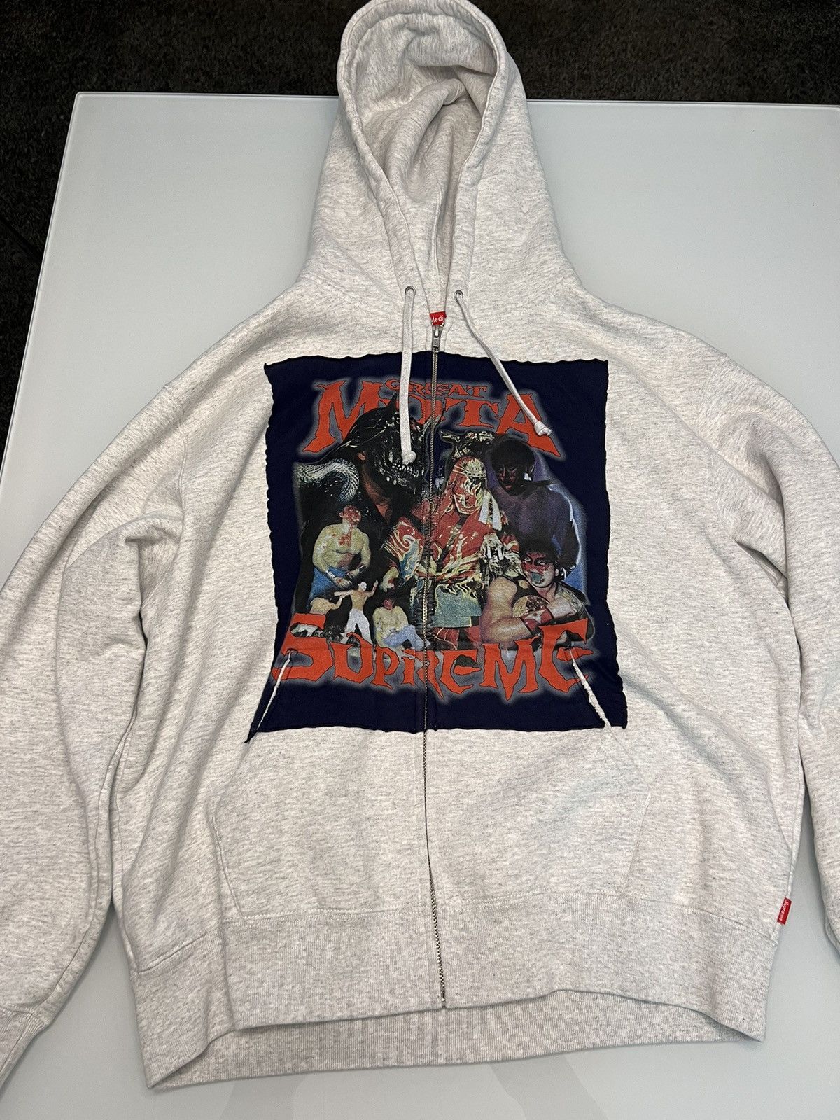 Supreme Muta Zip Up Hooded Sweatshirt Ash Gray FW23 Size M