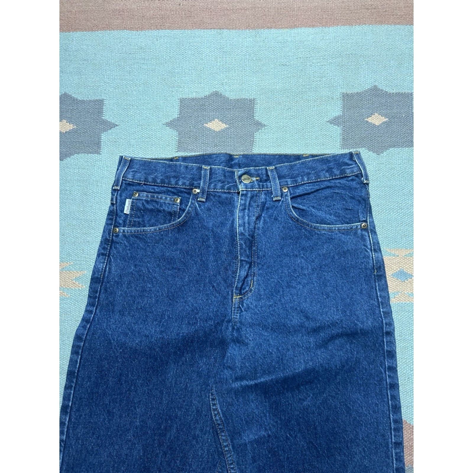 Carhartt VINTAGE Carhartt Jeans Denim Relaxed 33x33 Men Blue Jeans B17 DST Dark Workwear 33 Mens Size US 33 - 3 Thumbnail