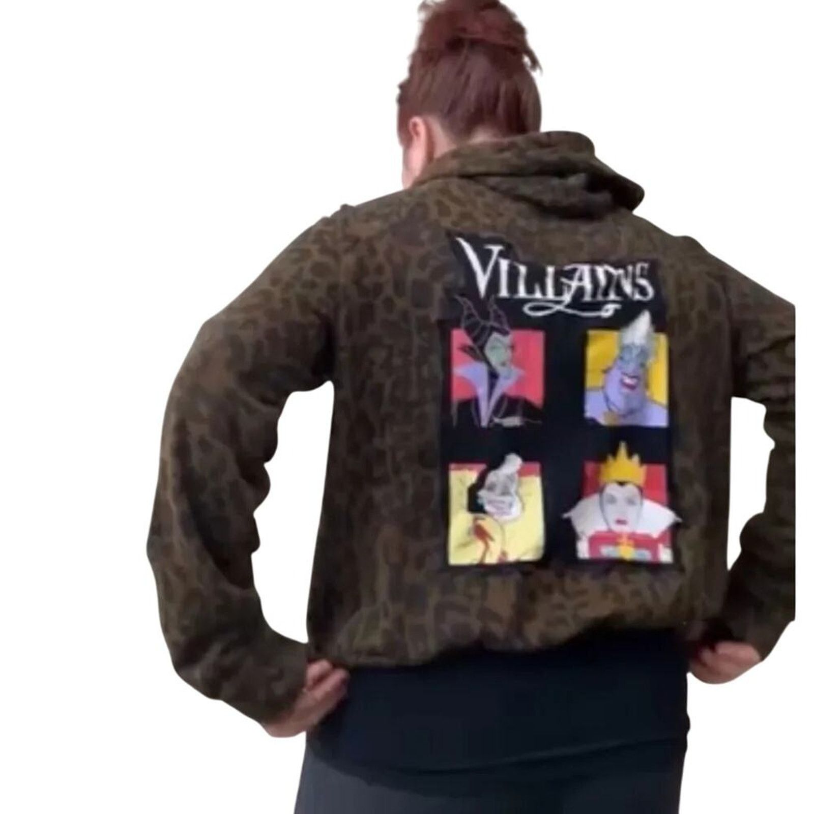 Other Disney Villain Graphic Zip Up Leopard Print Hoodie OOAK Size M / US 6-8 / IT 42-44 - 2 Thumbnail