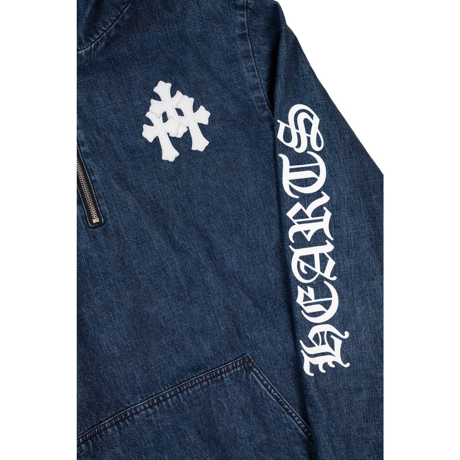 Chrome Hearts Leather Cemetery Triple Cross Denim Quarter-Zip Jacket Size US M / EU 48-50 / 2 - 3 Thumbnail