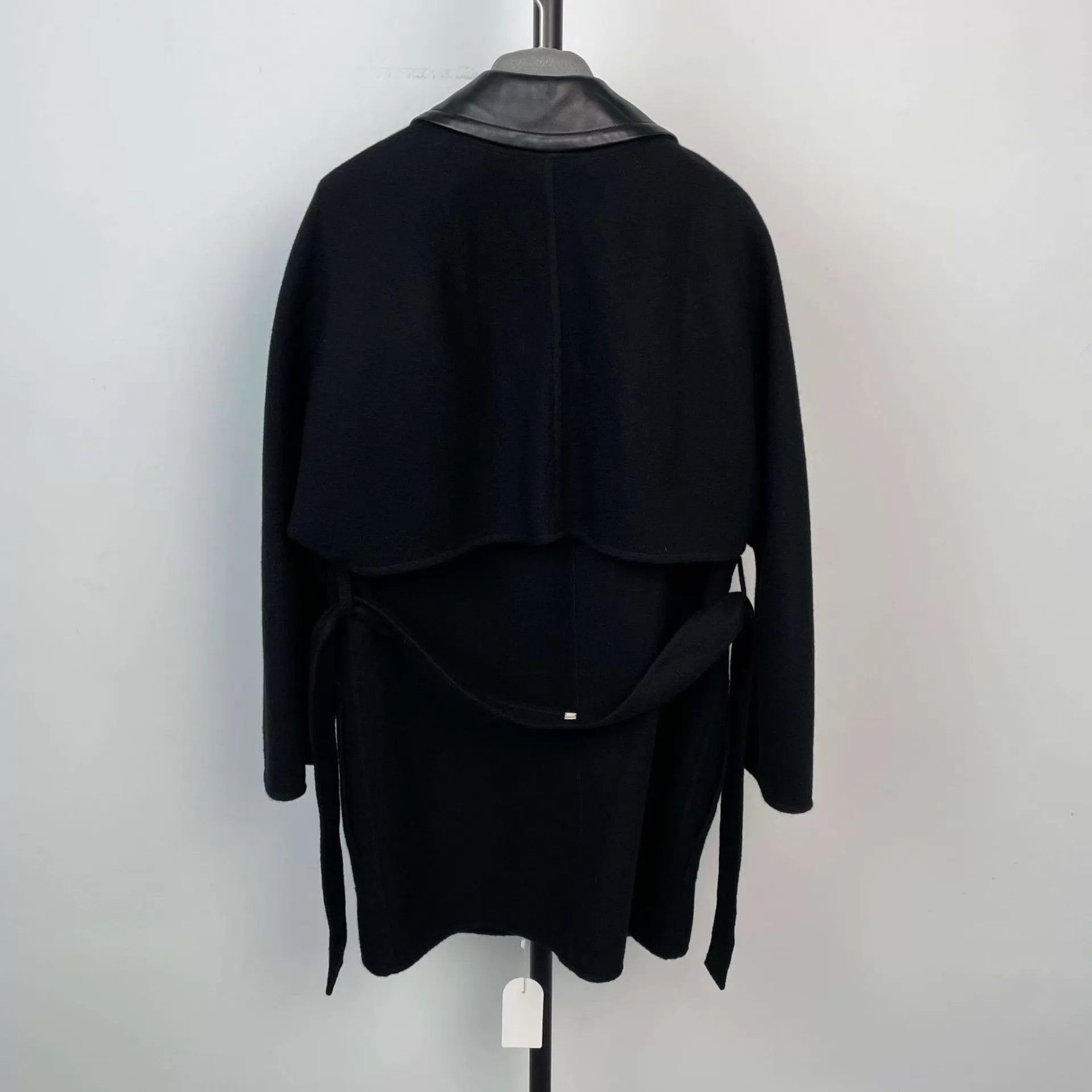 Hermes Hermès cashmere leather collar coat black 34 Size XS / US 0-2 / IT 36-38 - 2 Thumbnail