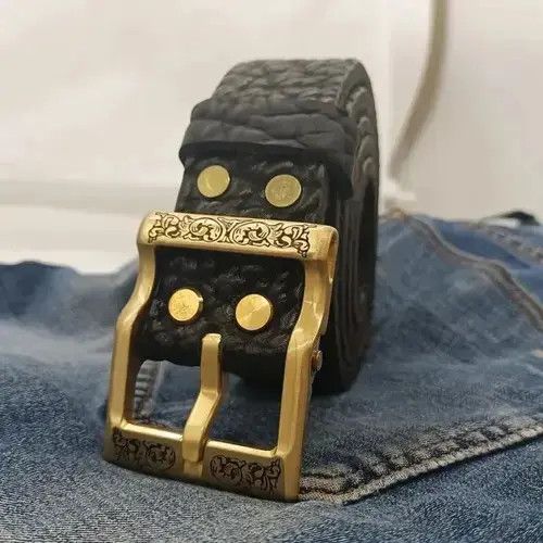 VIBE Handmade Leather Belt Men Size ONE SIZE - 3 Thumbnail