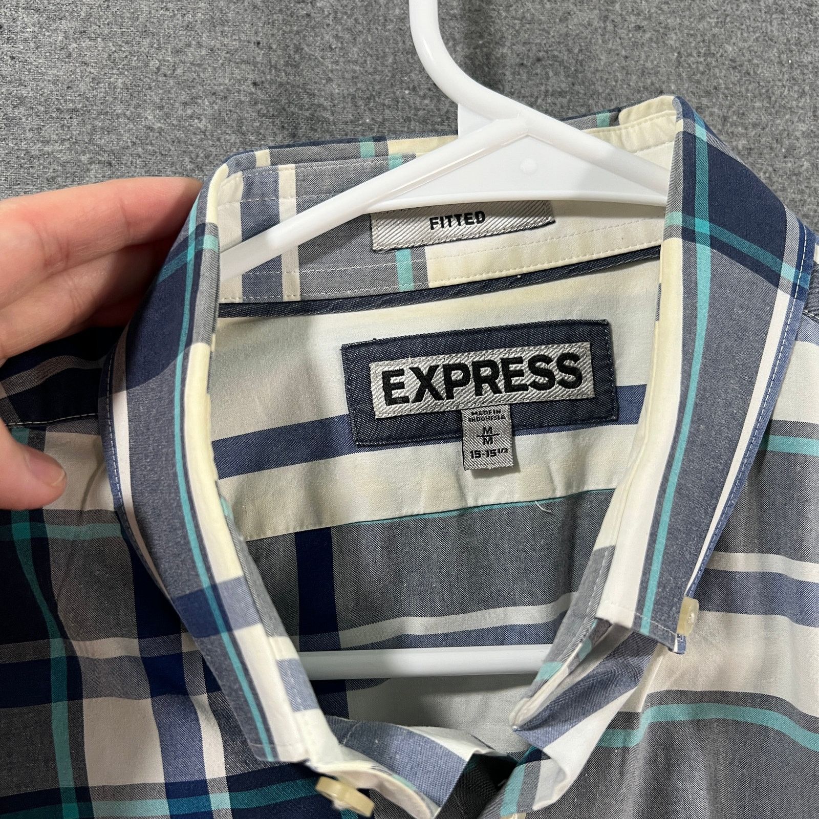 Express Express Men's Long-sleeve Button-up Shirt Blue Size Medium Size US M / EU 48-50 / 2 - 10 Thumbnail