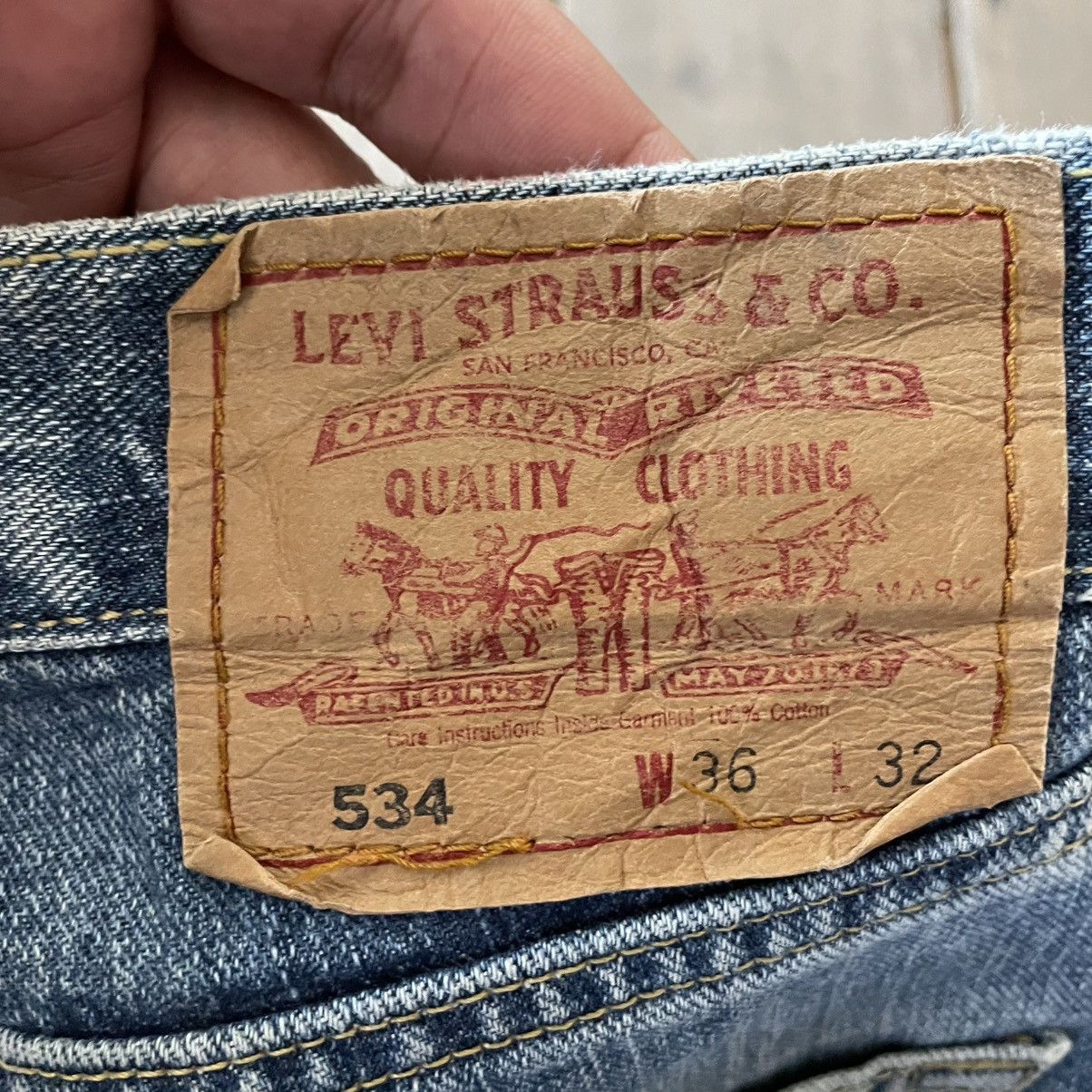 Levi's Vintage Clothing 🔥Vintage Levis 534 Stoned Washed Distress Denim Jeans Size US 35 - 12 Thumbnail
