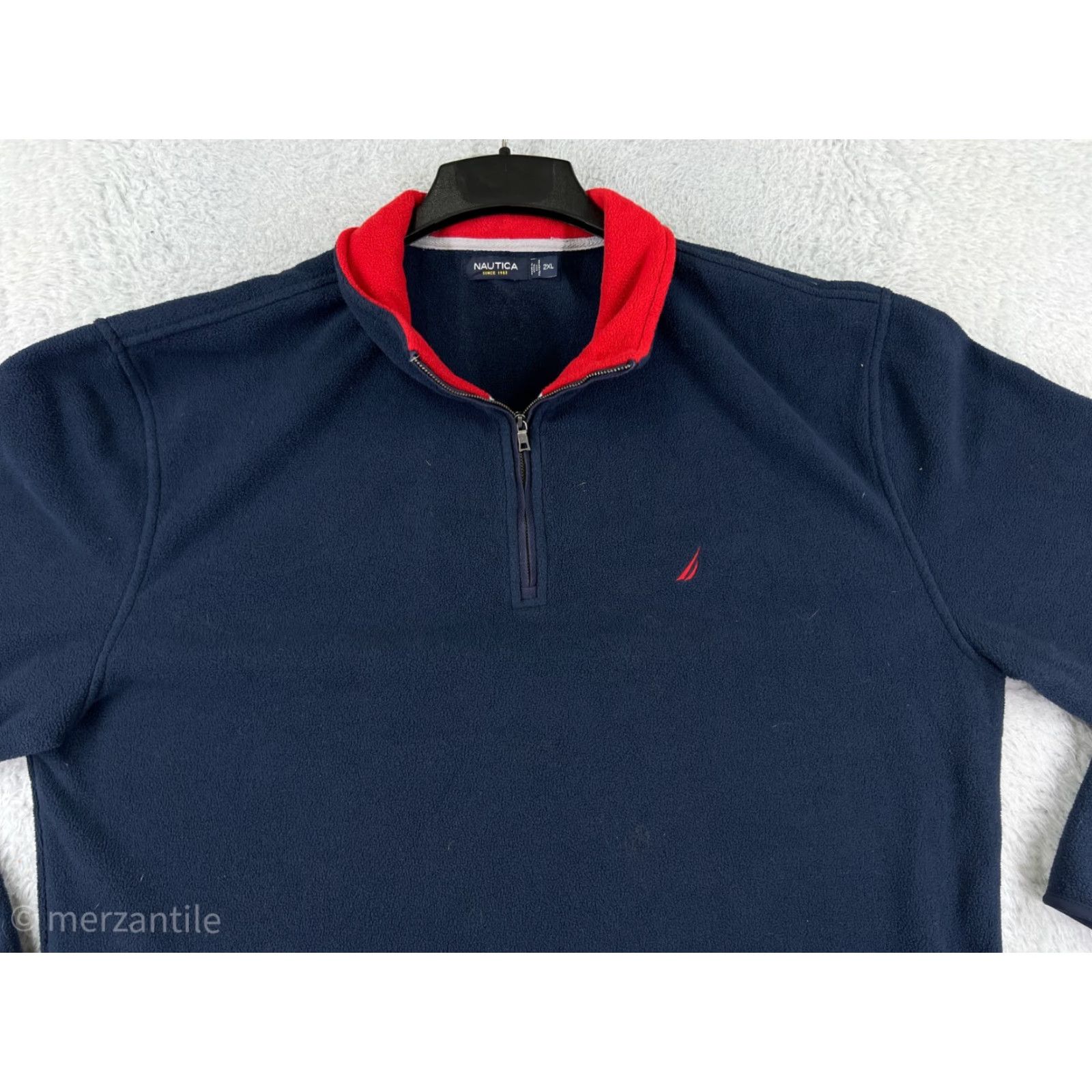 Nautica Nautica Jacket Mens 2XL Blue 1/4 Zip Mock Neck Fleece Poly 100% Zip Windbreaker Casual Outdoor Hiking Sports Dress Size US XXL / EU 58 / 5 - 7 Thumbnail