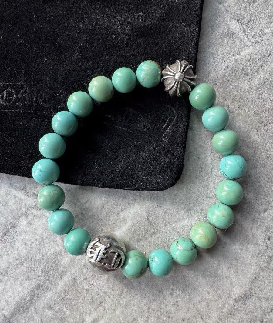 Chrome Hearts Chrome Hearts Turquoise Two Silver Beads Bracelet Size ONE SIZE - 1 Thumbnail