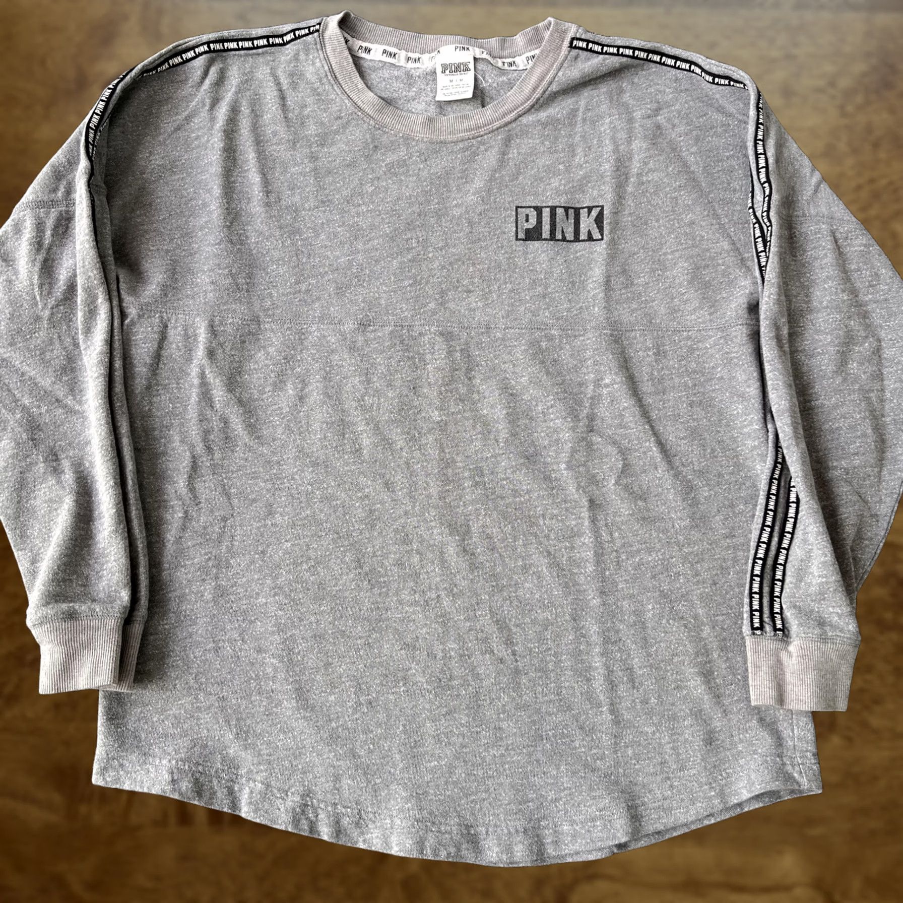 Pinko PINK Victoria's Secret Shirt Womens Medium Long Sleeve Crew Neck Back Graphic Tape Size M / US 6-8 / IT 42-44 - 1 Thumbnail