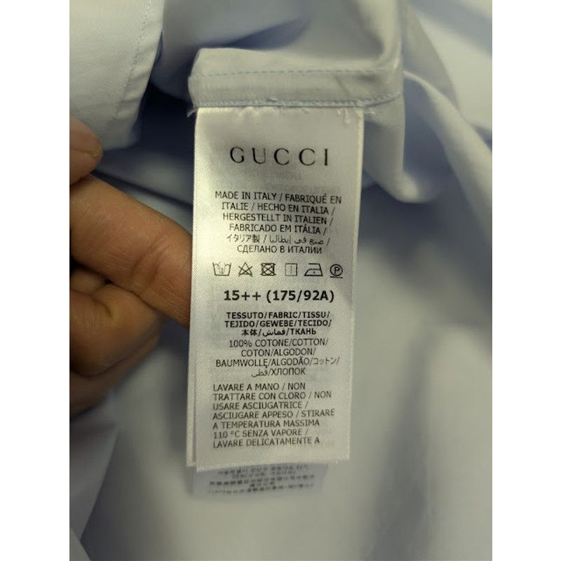 Gucci o1rshd1 Piece Dyed Popeline Boxy Shirt in Baby Blue / Mix Size US M / EU 48-50 / 2 - 17 Thumbnail