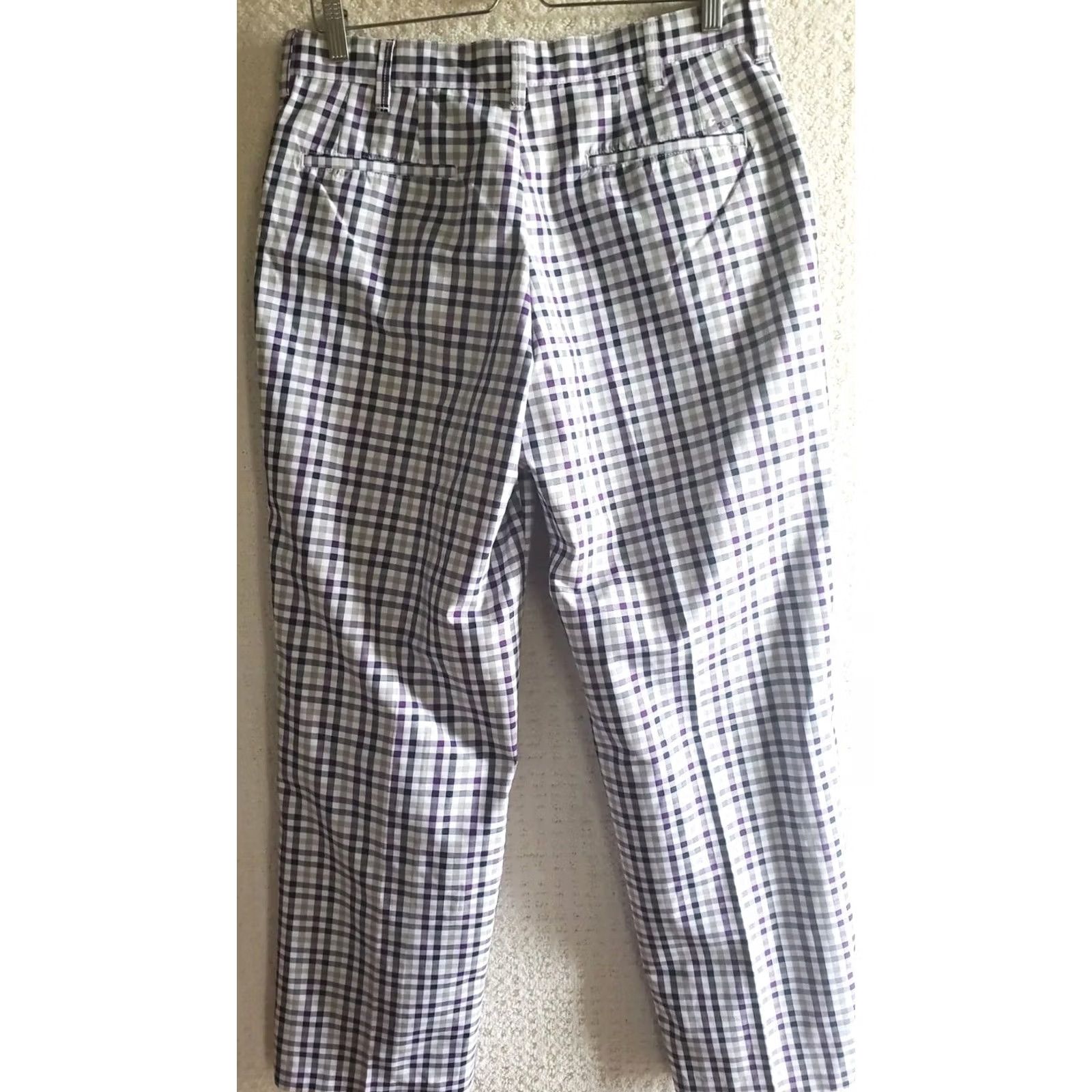 Izod VINTAGE? No — Izod Golf Performx Pants 32x30 Purple Gray Black White Check Pattern Stretch Mens Regular Straight Front Pocket Wide? Size US 32 / EU 48 - 6 Thumbnail