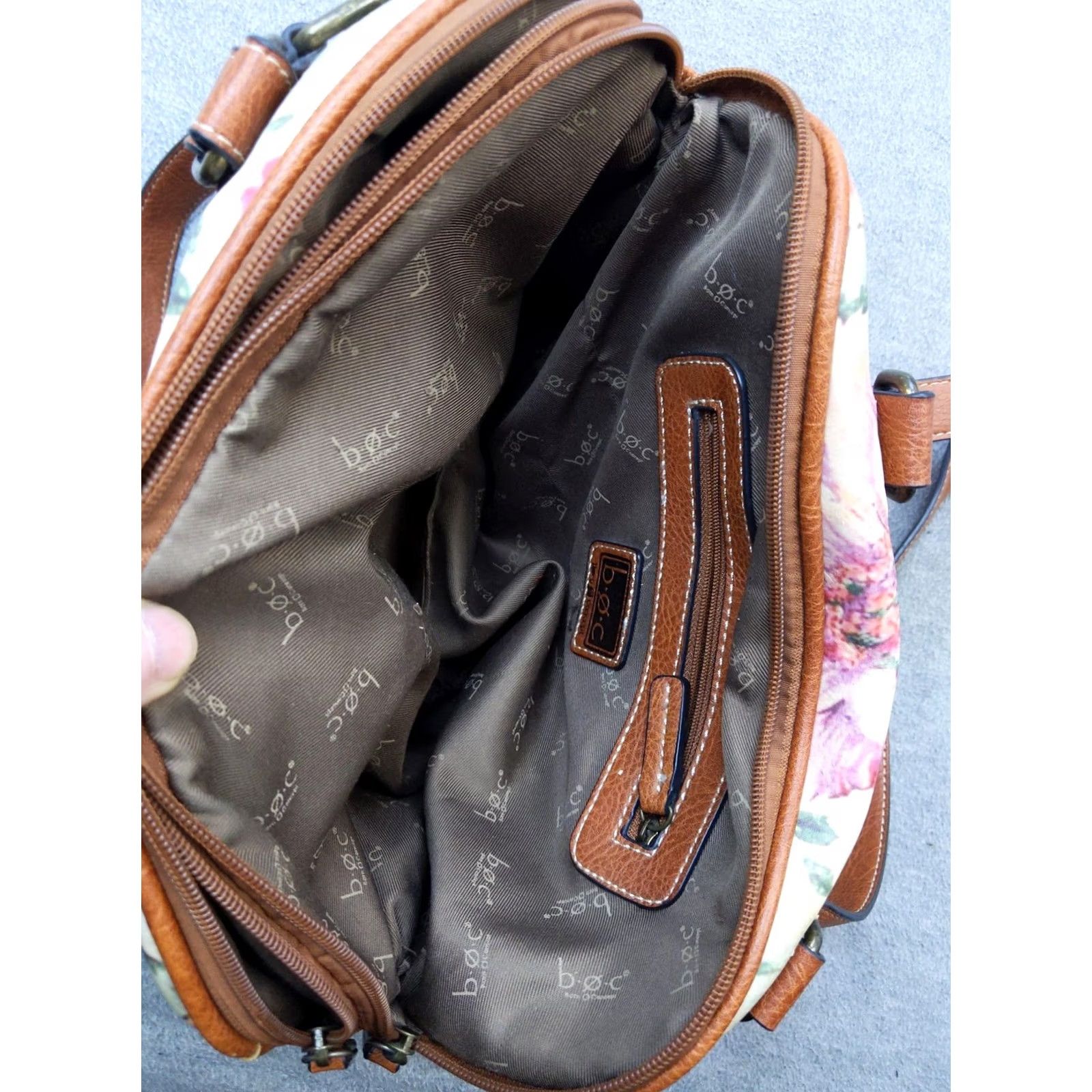 Vintage VINTAGE B.o.c Floral Tapestry Shoulder Bag Womens Brown Faux Leather Zip Purse Handbag Size ONE SIZE - 4 Thumbnail