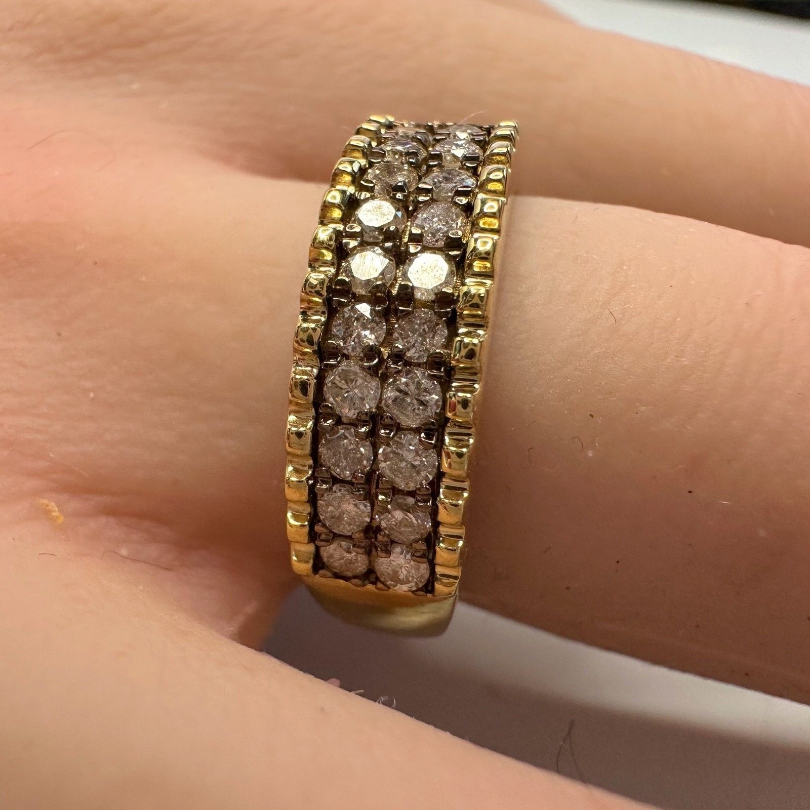 Other Beautiful 3/4 Ct Diamond 2 row Anniversary Ring 14kt Gold Ov Size ONE SIZE - 3 Thumbnail