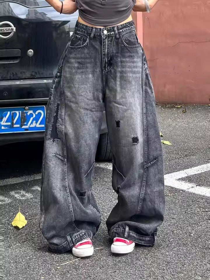 Japanese Brand Casual Loose Grunge Y2k Denim Pant Size 33" - 3 Thumbnail